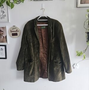 Vintage Suede Olive Green Danier Leather Coat